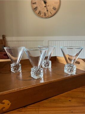 Vintage Disaronno Martini/Cocktail Style Ice Cube Base Glasses - Set of 4